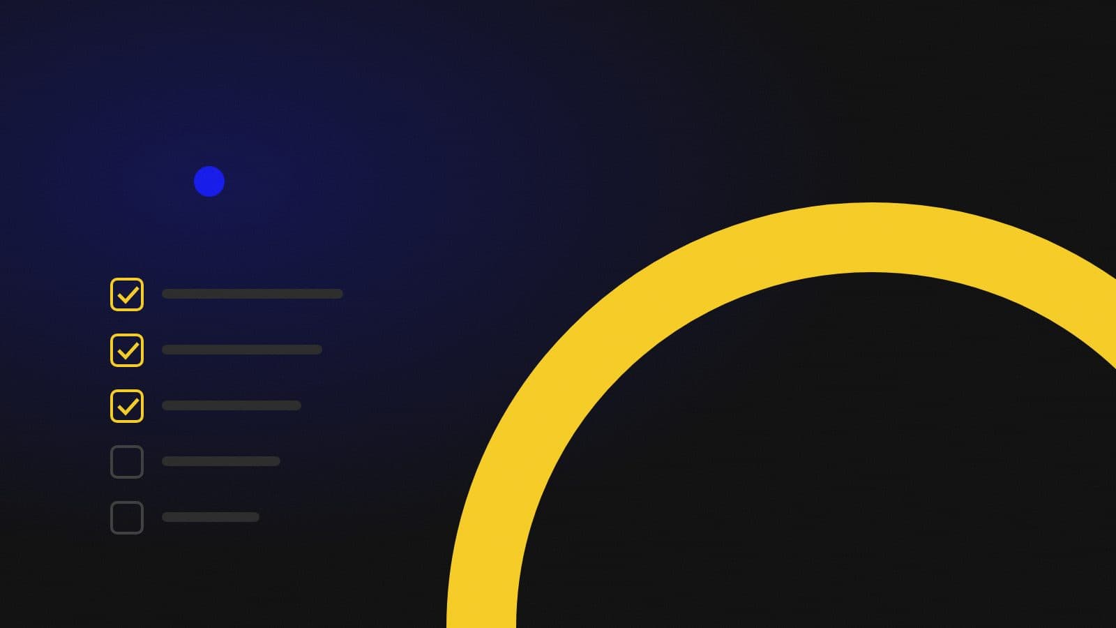 Ten concentric yellow arcs of increasing length on a black background, suggesting a readiness gauge filling up