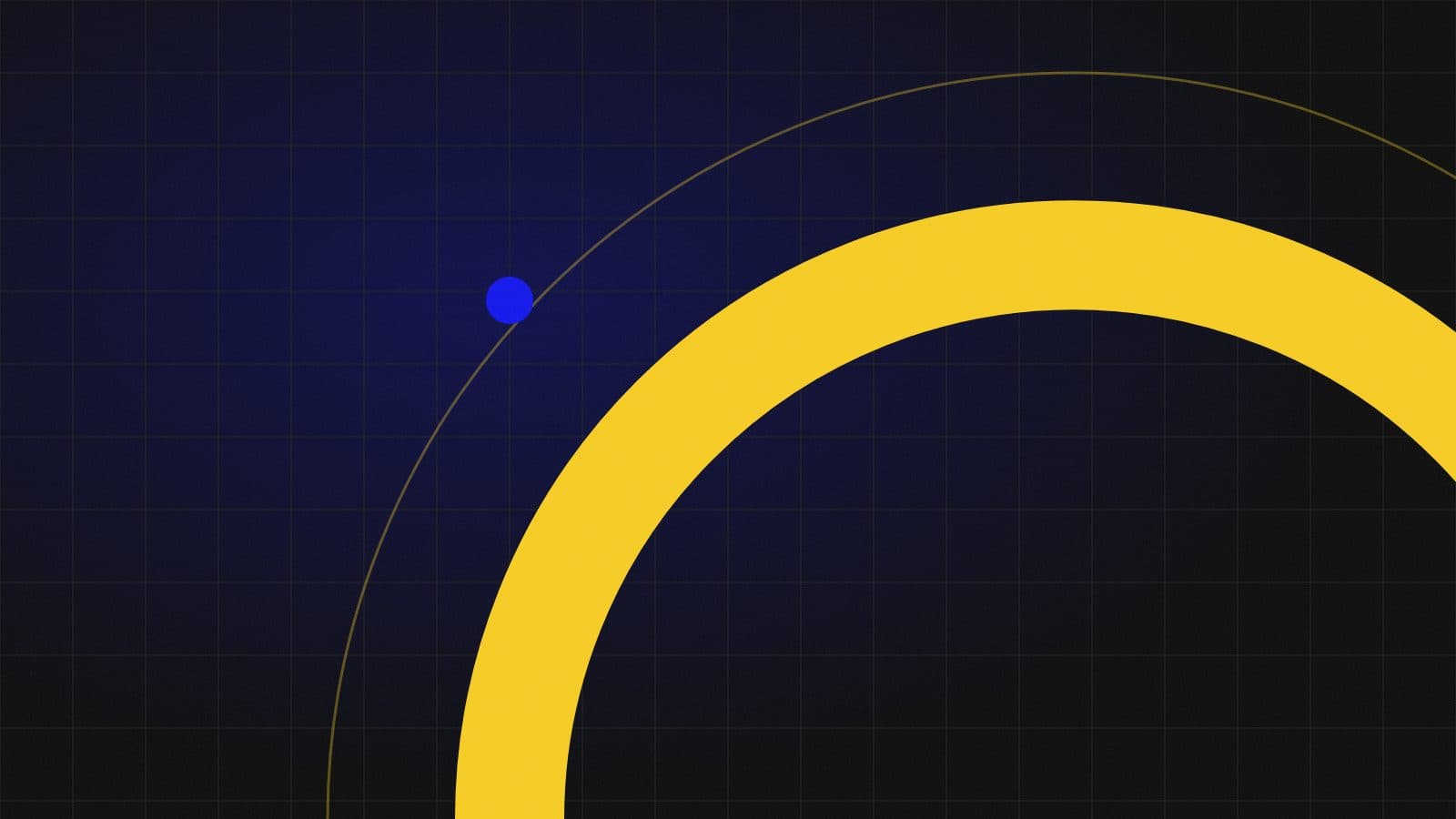 Abstract illustration of bold yellow arcs rising in five stepped curves across a deep black background, suggesting a staged path from ambition to scale