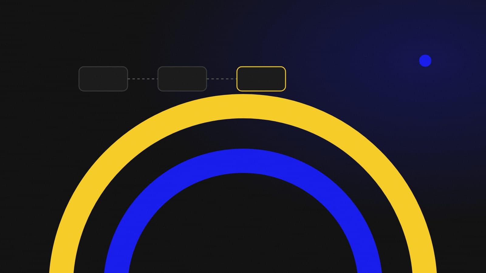 Abstract illustration of interlocking black and yellow arcs flowing in a loop, suggesting a scheduled workflow passing data between connected systems